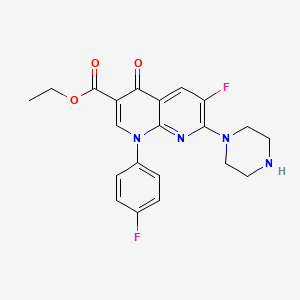 molecular formula C21H20F2N4O3 B13744430 Ethyl 6-fluoro-1-(4-fluorophenyl)-4-oxo-7-(piperazin-1-yl)-1,4-dihydro-1,8-naphthyridine-3-carboxylate CAS No. 104069-95-6