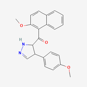 molecular formula C22H20N2O3 B13744467 (2-Methoxy-1-naphthyl) (4-(p-methoxyphenyl)-2-pyrazolin-5-yl) ketone CAS No. 4487-30-3