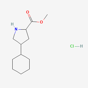 molecular formula C12H22ClNO2 B1374453 Methyl 4-cyclohexylpyrrolidine-2-carboxylate hydrochloride CAS No. 1354950-31-4