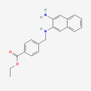 molecular formula C20H20N2O2 B13744592 4-((3-Amino-2-naphthyl)aminomethyl)benzoic acid ethyl ester 