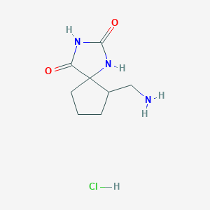 molecular formula C8H14ClN3O2 B1374468 盐酸 6-(氨甲基)-1,3-二氮杂螺[4.4]壬烷-2,4-二酮 CAS No. 1354961-90-2