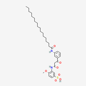 molecular formula C34H50N2O7S B13744805 3-((1,3-Dioxo-3-(3-((1-oxooctadecyl)amino)phenyl)propyl)amino)-4-methoxybenzenesulphonic acid CAS No. 27982-29-2