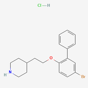 B1374493 4-{2-[(5-Bromo[1,1'-biphenyl]-2-yl)oxy]-ethyl}piperidine hydrochloride CAS No. 1220029-92-4