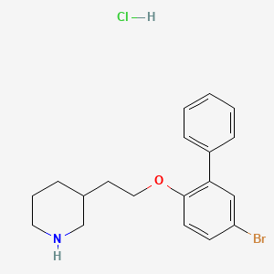 B1374494 3-{2-[(5-Bromo[1,1'-biphenyl]-2-yl)oxy]-ethyl}piperidine hydrochloride CAS No. 1219967-24-4