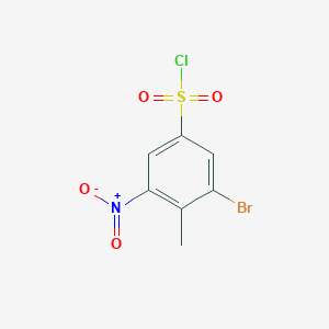 molecular formula C7H5BrClNO4S B1374499 3-溴-4-甲基-5-硝基苯-1-磺酰氯 CAS No. 1247054-40-5