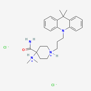 molecular formula C26H38Cl2N4O B13744996 [4-carbamoyl-1-[3-(9,9-dimethylacridin-10-yl)propyl]piperidin-1-ium-4-yl]-dimethylazanium;dichloride CAS No. 28028-10-6