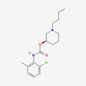 molecular formula C17H25ClN2O2 B13745078 (R)-(+)-2-Chloro-6-methylcarbanilic acid, 1-butyl-3-piperidyl ester CAS No. 32234-95-0