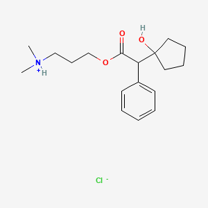 molecular formula C18H28ClNO3 B13745155 3-(Dimethylamino)propyl (1-hydroxycyclopentyl)phenylacetate hydrochloride CAS No. 102585-55-7