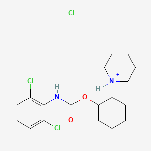 molecular formula C18H25Cl3N2O2 B13745185 2,6-Dichlorocarbanilic acid, 2-piperidinocyclohexyl ester hydrochloride CAS No. 20186-52-1