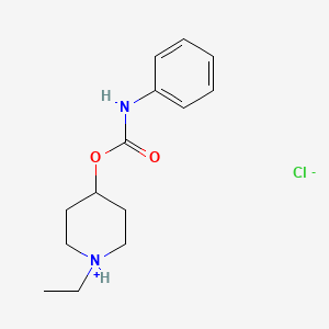 molecular formula C14H21ClN2O2 B13745228 4-Piperidinol, 1-ethyl-, phenylcarbamate, monohydrochloride CAS No. 105384-02-9