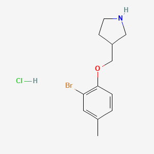 molecular formula C12H17BrClNO B1374525 3-[(2-Bromo-4-methylphenoxy)methyl]pyrrolidine hydrochloride CAS No. 1219980-99-0