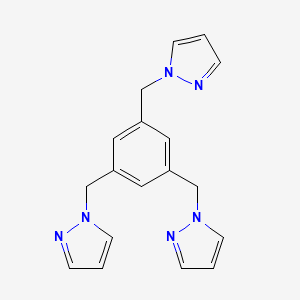 molecular formula C18H18N6 B13745320 1,3,5-Tris((1H-pyrazol-1-yl)methyl)benzene 