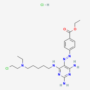 ethyl 4-[[2,4-diamino-6-[5-[2-chloroethyl(ethyl)amino]pentylamino]pyrimidin-5-yl]diazenyl]benzoate;hydrochloride