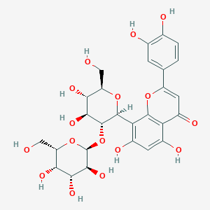 molecular formula C27H30O16 B13745440 8-[(2S,3R,4S,5S,6R)-4,5-dihydroxy-6-(hydroxymethyl)-3-[(2S,3S,4R,5S,6S)-3,4,5-trihydroxy-6-(hydroxymethyl)oxan-2-yl]oxyoxan-2-yl]-2-(3,4-dihydroxyphenyl)-5,7-dihydroxychromen-4-one 