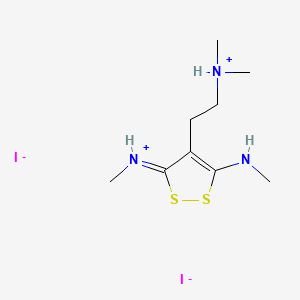 molecular formula C9H19I2N3S2 B13745526 3,5-Bis(methylamino)-4-(2-(dimethylamino)ethyl)-1,2-dithiolium iodide hydriodide CAS No. 102107-40-4