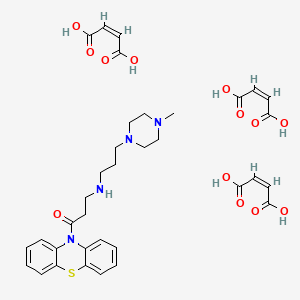 molecular formula C35H42N4O13S B13745694 10-(N-(3-(4-Methyl-1-piperazinyl)propyl)-beta-alanyl)phenothiazine trimaleate CAS No. 105432-30-2