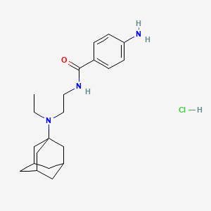 molecular formula C21H32ClN3O B13745744 Benzamide, 4-amino-N-(2-(ethyltricyclo(3.3.1.1(sup 3,7))dec-1-ylamino)ethyl)-, monohydrochloride CAS No. 34969-15-8