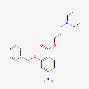 molecular formula C21H28N2O3 B13745764 Benzoic acid, 4-amino-2-(benzyloxy)-, 3-(diethylamino)propyl ester CAS No. 100347-80-6