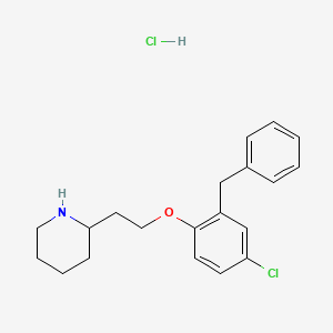molecular formula C20H25Cl2NO B1374578 盐酸 2-[2-(2-苄基-4-氯苯氧基)乙基]哌啶 CAS No. 1220017-45-7