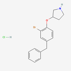 molecular formula C17H19BrClNO B1374581 3-(4-Benzyl-2-bromophenoxy)pyrrolidine hydrochloride CAS No. 1220017-93-5