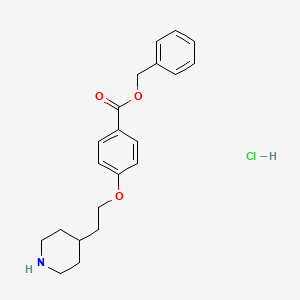 molecular formula C21H26ClNO3 B1374582 Benzyl 4-[2-(4-piperidinyl)ethoxy]benzoate hydrochloride CAS No. 906744-18-1