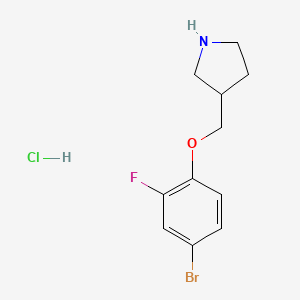 molecular formula C11H14BrClFNO B1374583 3-[(4-Bromo-2-fluorophenoxy)methyl]pyrrolidine hydrochloride CAS No. 1219982-63-4
