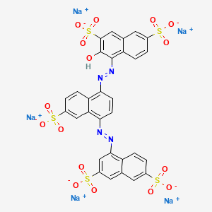 molecular formula C30H15N4Na5O16S5 B13745855 Pentasodium 4-((4-((3,6-disulphonato-1-naphthyl)azo)-6-sulphonato-1-naphthyl)azo)-3-hydroxynaphthalene-2,7-disulphonate CAS No. 13083-09-5