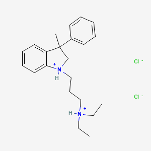 molecular formula C22H32Cl2N2 B13746208 1H-Indole-1-propylamine, 2,3-dihydro-N,N-diethyl-3-methyl-3-phenyl-, dihydrochloride CAS No. 37126-63-9