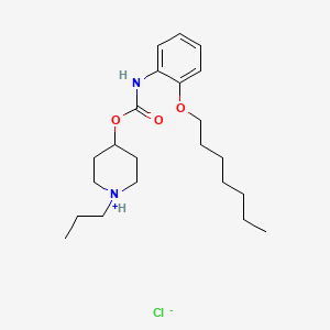 molecular formula C22H37ClN2O3 B13746252 Carbamic acid, (2-(heptyloxy)phenyl)-, 1-propyl-4-piperidinyl ester, monohydrochloride CAS No. 105384-06-3