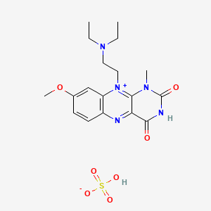 molecular formula C18H25N5O7S B13746314 Isoalloxazine, 10-(2-(diethylamino)ethyl)-8-methoxy-7-methyl-, sulfate CAS No. 101652-09-9