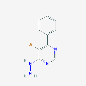 molecular formula C10H9BrN4 B13746403 5-Bromo-4-hydrazinyl-6-phenylpyrimidine CAS No. 3438-59-3