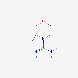 molecular formula C7H15N3O B13746428 3,3-Dimethylmorpholine-4-carboximidamide 