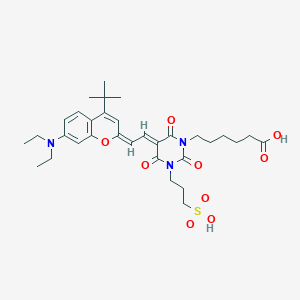 molecular formula C32H43N3O9S B13746433 6-[(5Z)-5-[(2E)-2-[4-tert-butyl-7-(diethylamino)chromen-2-ylidene]ethylidene]-2,4,6-trioxo-3-(3-sulfopropyl)-1,3-diazinan-1-yl]hexanoic acid 