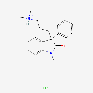 molecular formula C20H25ClN2O B13746443 2-Indolinone, 3-(3-dimethylaminopropyl)-1-methyl-3-phenyl-, hydrochloride CAS No. 10565-90-9