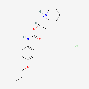 molecular formula C18H29ClN2O3 B13746471 1-piperidin-1-ium-1-ylpropan-2-yl N-(4-propoxyphenyl)carbamate;chloride CAS No. 42438-16-4