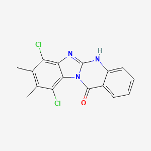 molecular formula C16H11Cl2N3O B13746489 Benzimidazo(2,1-b)quinazolin-12(6H)-one, 7,1O-dichloro-8,9-dimethyl- CAS No. 33167-83-8