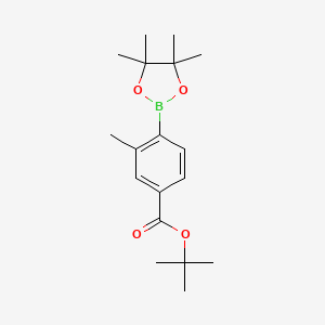 molecular formula C18H27BO4 B1374650 叔丁基 3-甲基-4-(4,4,5,5-四甲基-1,3,2-二氧杂硼烷-2-基)苯甲酸酯 CAS No. 1073493-92-1