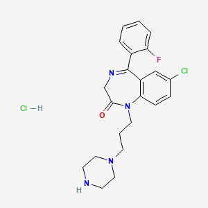 2H-1,4-Benzodiazepin-2-one, 1,3-dihydro-7-chloro-5-(o-fluorophenyl)-1-(3-(1-piperazinyl)propyl)-, hydrochloride