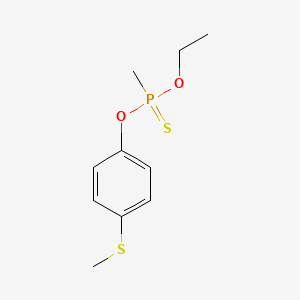 molecular formula C10H15O2PS2 B13746543 Phosphonothioic acid, methyl-, O-ethyl O-(4-(methylthio)phenyl) ester CAS No. 2703-13-1