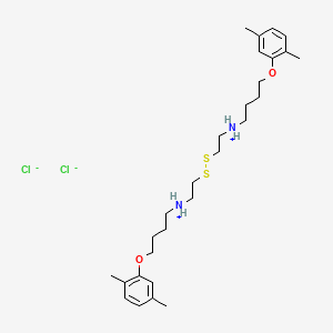 molecular formula C28H46Cl2N2O2S2 B13746776 N,N'-Dithiodiethylenebis(4-(2,5-xylyloxy)butylamine) dihydrochloride CAS No. 38920-78-4