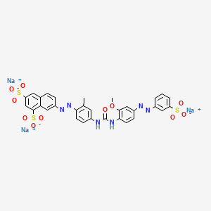 1,3-Naphthalenedisulfonic acid, 7-((4-((((2-methoxy-4-((3-sulfophenyl)azo)phenyl)amino)carbonyl)amino)-2-methylphenyl)azo)-, trisodium salt