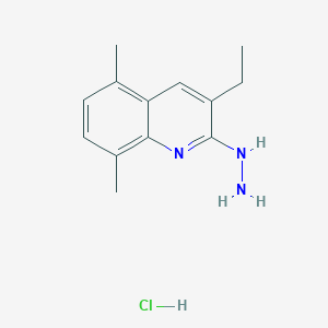 molecular formula C13H18ClN3 B13747034 5,8-Dimethyl-3-ethyl-2-hydrazinoquinoline hydrochloride CAS No. 1172950-49-0