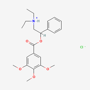 molecular formula C22H30ClNO5 B13747088 3,4,5-Trimethoxybenzoic acid alpha-((diethylamino)methyl)benzyl ester hydrochloride CAS No. 102701-04-2