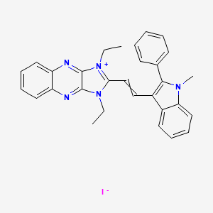 1H-Imidazo(4,5-b)quinoxalinium, 1,3-diethyl-2-(2-(1-methyl-2-phenyl-1H-indol-3-yl)ethenyl)-, iodide