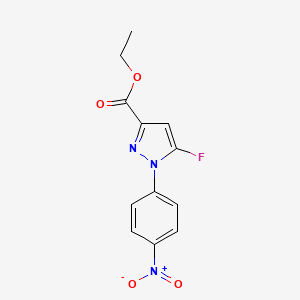 molecular formula C12H10FN3O4 B13747177 ethyl5-fluoro-1-(4-nitrophenyl)-1H-pyrazole-3-carboxylate 