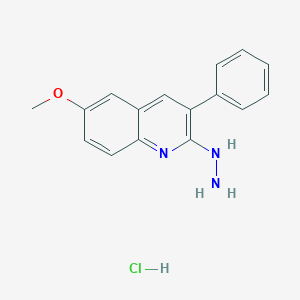 molecular formula C16H16ClN3O B13747271 2-Hydrazino-6-methoxy-3-phenylquinoline hydrochloride CAS No. 1170105-50-6