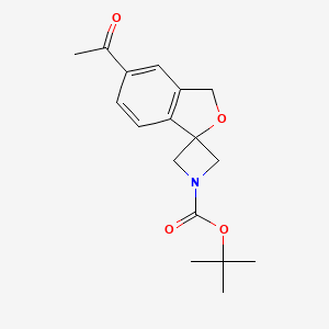 molecular formula C17H21NO4 B1374750 叔丁基5'-乙酰基-3'H-螺[氮杂环丁烷-3,1'-异苯并呋喃]-1-羧酸酯 CAS No. 1398609-81-8