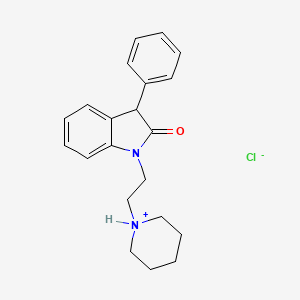 molecular formula C21H25ClN2O B13747529 1,3-Dihydro-3-phenyl-1-(2-piperidinoethyl)-2H-indol-2-one hydrochloride CAS No. 42773-88-6