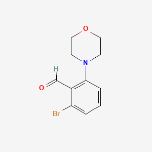 molecular formula C11H12BrNO2 B1374759 2-Bromo-6-morpholinobenzaldehyde CAS No. 736990-82-2