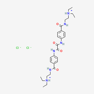 molecular formula C28H42Cl2N6O4 B13747594 Oxamide, N,N'-bis(p-((2-(diethylamino)ethyl)carbamoyl)phenyl)-, dihydrochloride CAS No. 32956-81-3